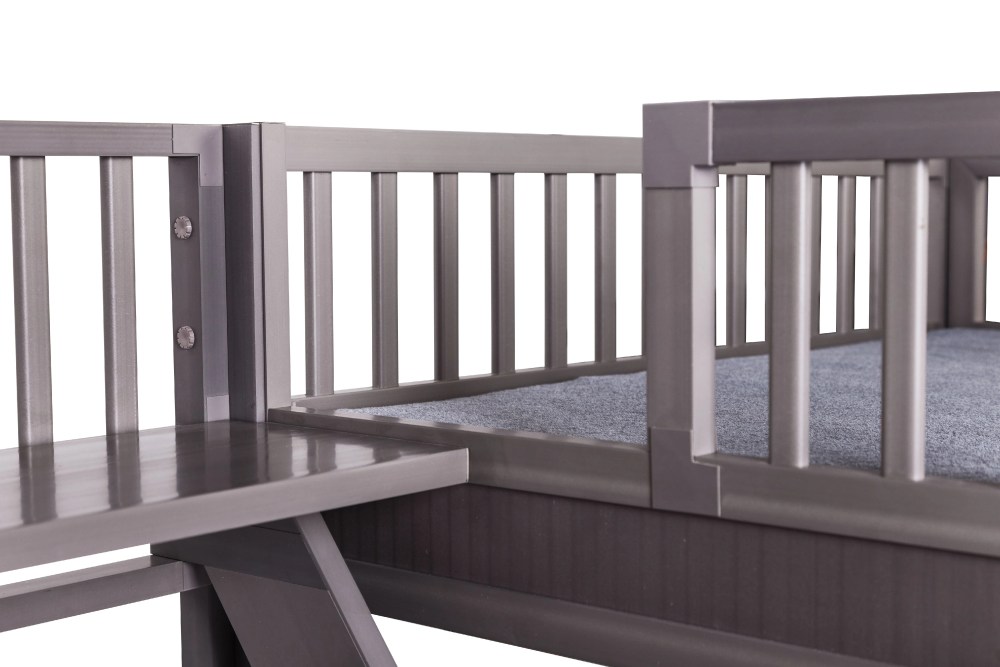 New Age Pet ECOFLEX Aspen Dog Bunk Bed in Grey, Two Memory Foam Cushions - Image 11