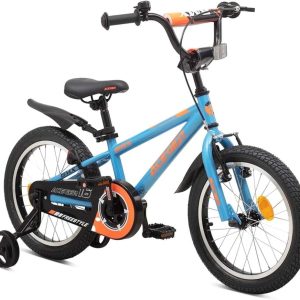 ACEGER MARCO 14 Inch Boys BMX Bike with Training Wheels for Ages 4-6, Blue