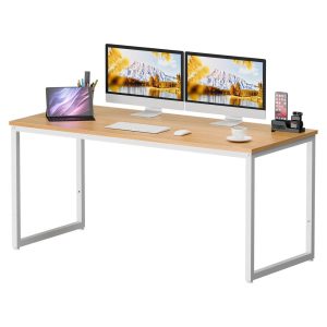 ZENY 55" Laptop Computer Desk Metal Frame Modern Workplace Studio,Natural