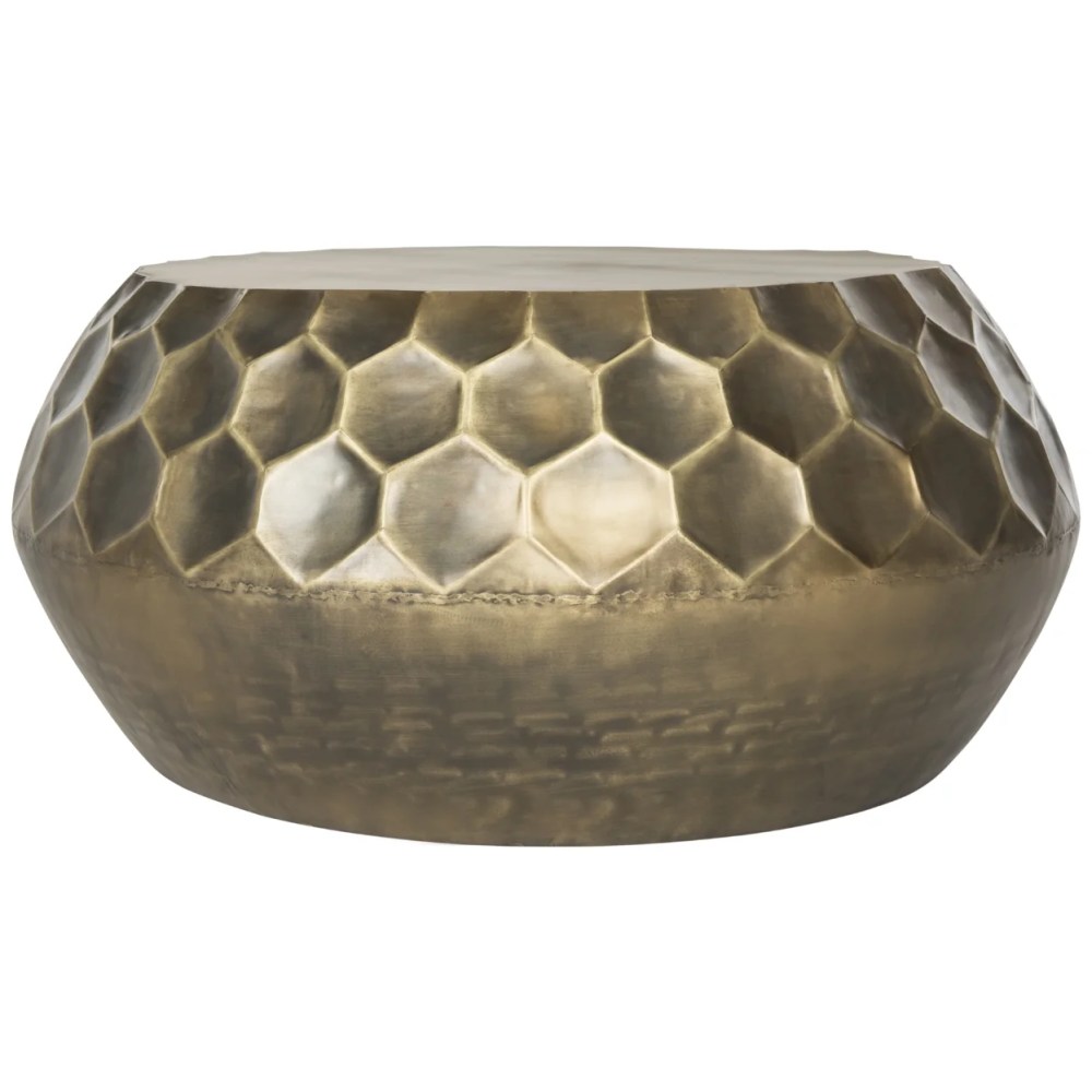SAFAVIEH Roxanna Modern Solid Metal Coffee Table, Antique Brass - Image 2