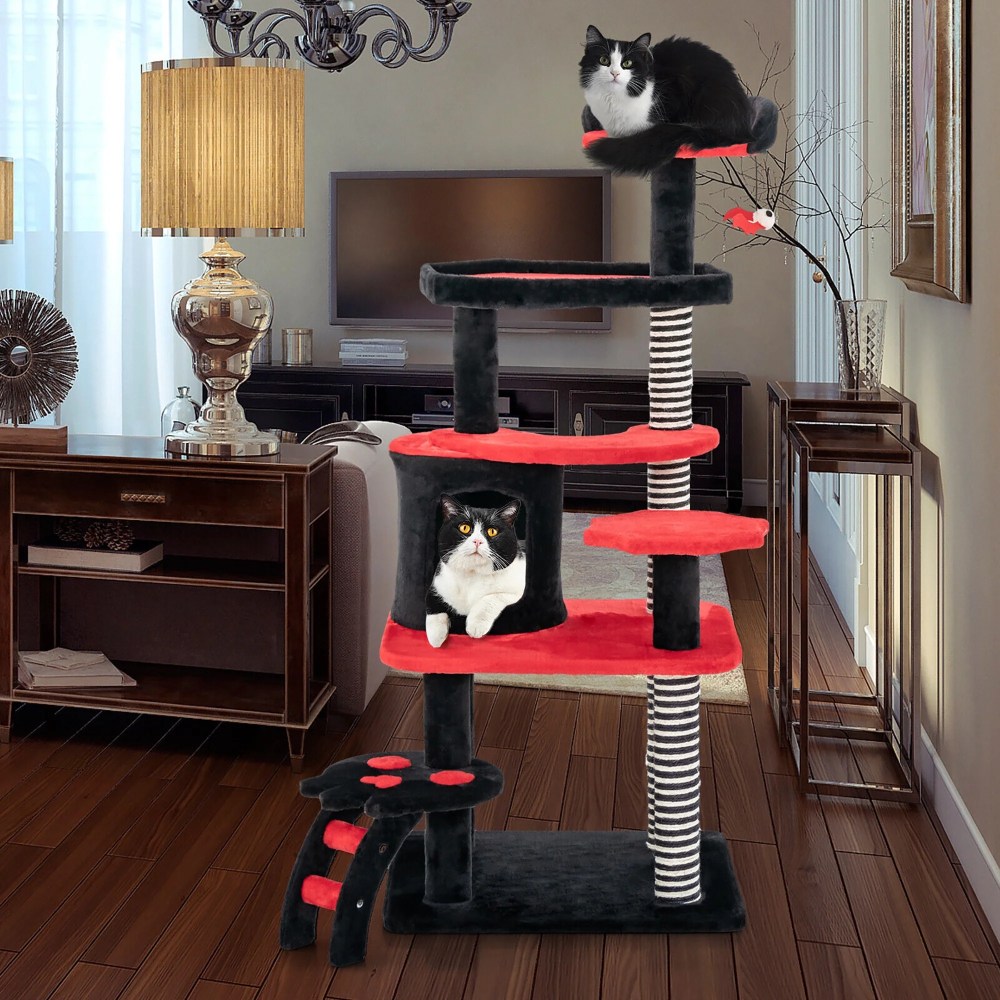 Gymax Gothic Cat Tree 52" Tall Cat Tower w/ Cat Bed Cat Condo Sisal Scratching Post - Image 5