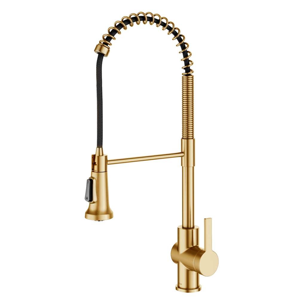 KRAUS Britt Commercial Style Pull-Down Single Handle Kitchen Faucet in Brushed Brass
