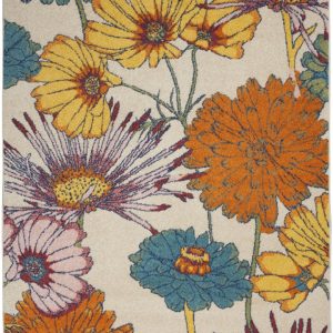 Nourison Allur Modern Floral Ivory Multicolor 5'3" x 7'3" Area Rug, (5" x 7")