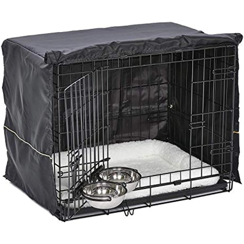 MidWest Homes for Pets Double Door iCrate Starter Kit, 24-inch Dog Crate Bundle for Small Breeds, Includes Cage, Pet Bed, 2 Bowls and Privacy Cover - Image 2