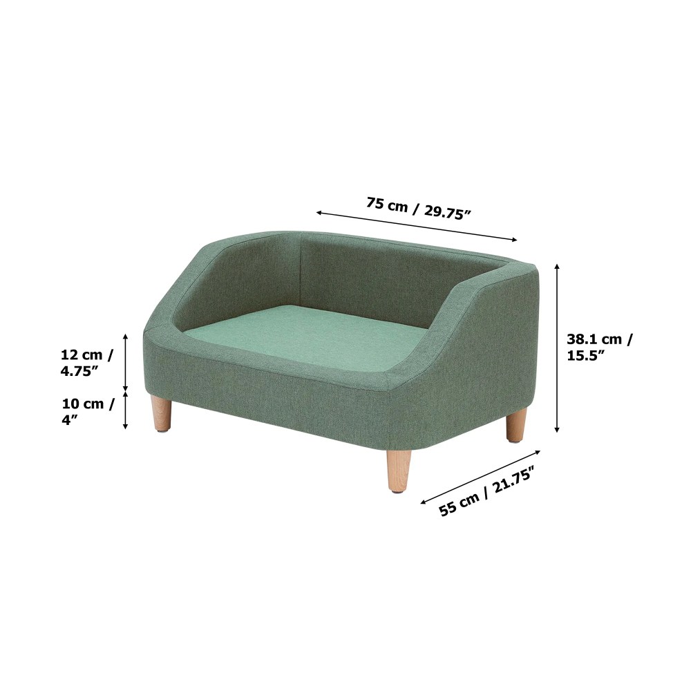 Teamson Pets Bennett Linen Sofa Dog Bed for Pets up to 66 lbs, Sea Green - Image 8