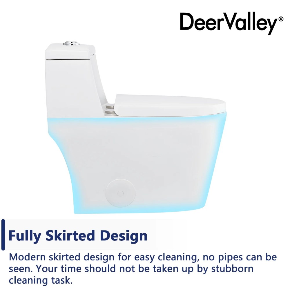 DeerValley Prism DV-1F52636 Dual-Flush Elongated One-Piece Toilet with Glazed Surface (Seat Included) - Image 12