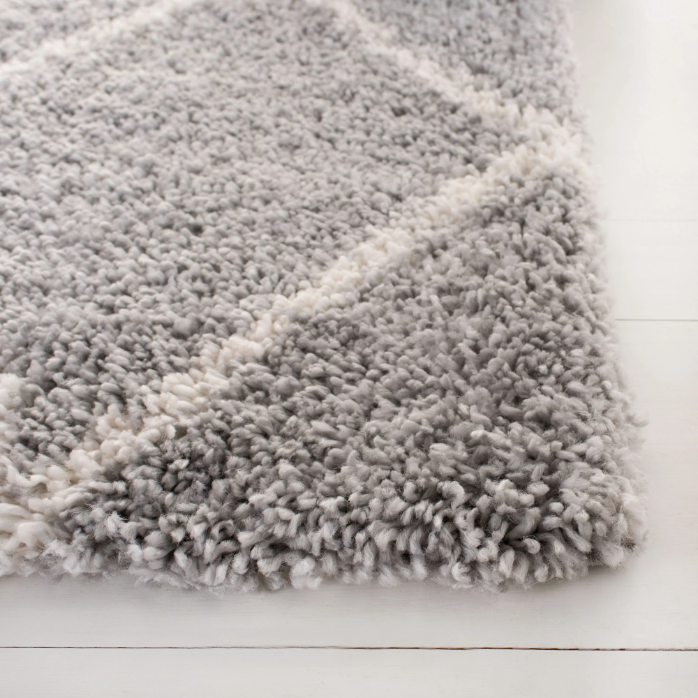 SAFAVIEH Fontana Catrina Geometric Plush Shag Runner Rug, Grey/Cream, 2'3" x 8" - Image 6