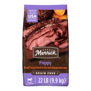 Merrick Puppy Grain-Free Dry Dog Food,  High Protein Real Texas Beef & Sweet Potato,  22 lb Bag