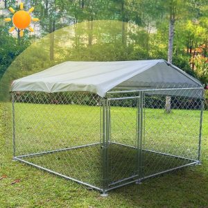 Jarbalai 6.5 x 6.5ft Large Dog Kennel for Outside,  Heavy Duty Metal Dog Run Cage Pet Fence Enclosure Playpen with Waterproof Cover