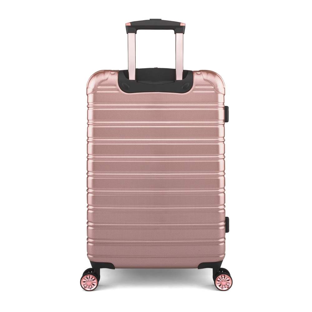 iFLY Fibertech 28" Large Checked Suitcase-Hardside Expandable Spinner Luggage for Travel, Rose Gold - Image 3