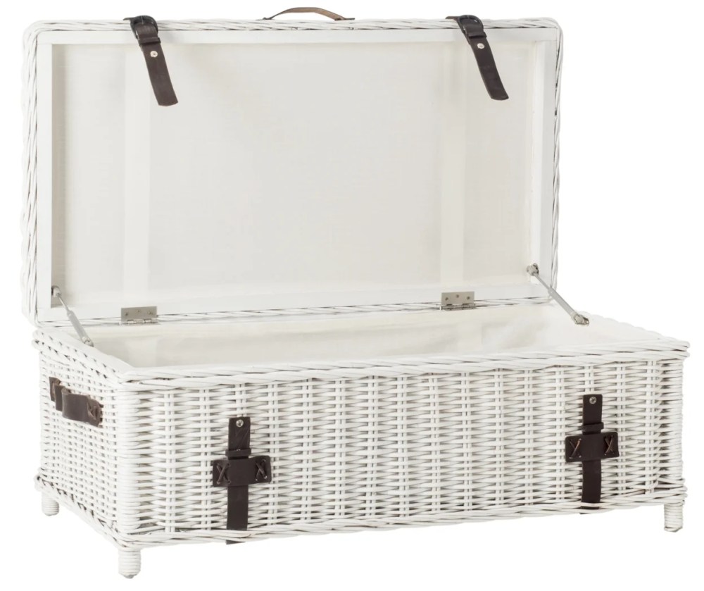 SAFAVIEH Navarro Rattan Coffee Table Trunk White - Image 4