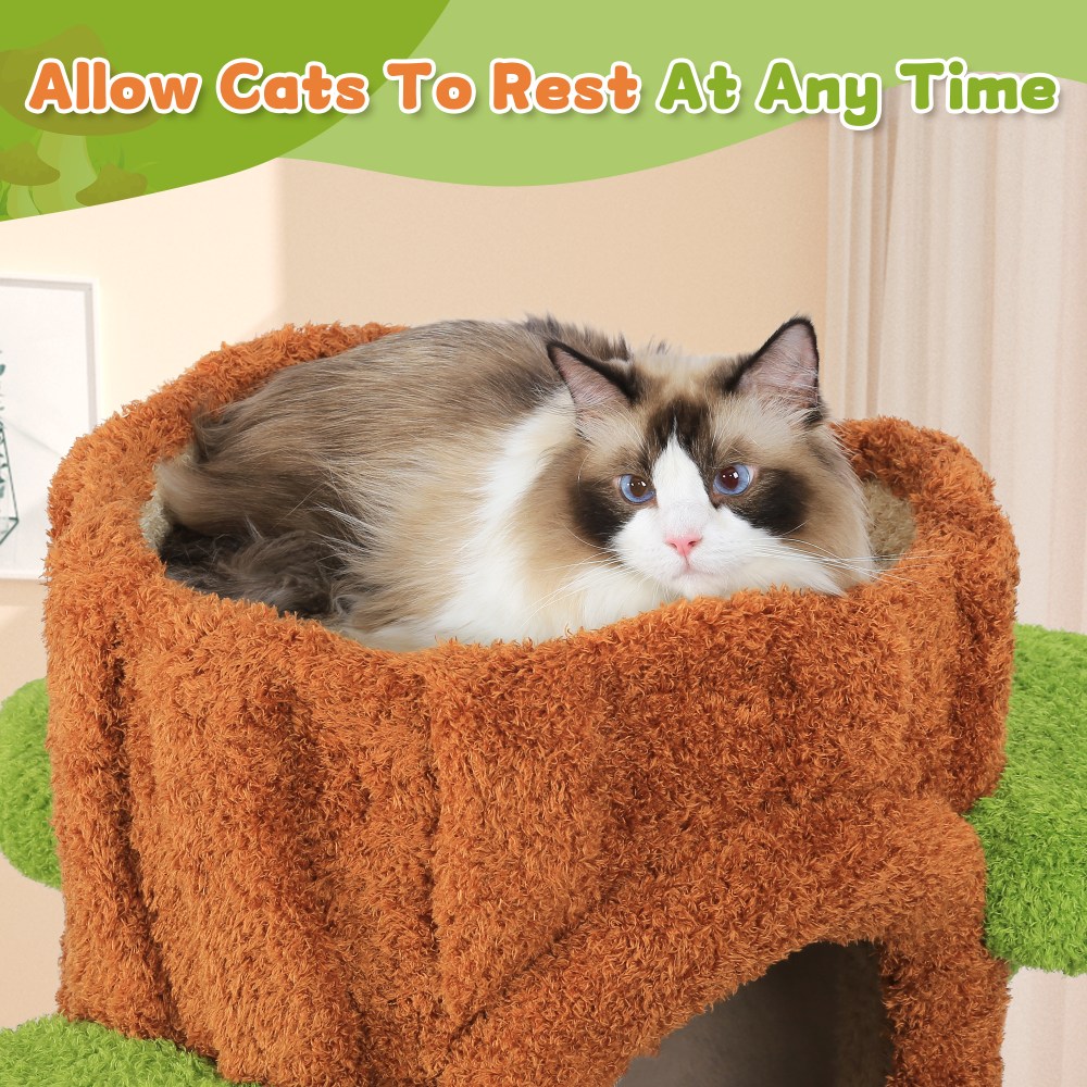 LHBCraft 88.6" Tall Cat Tree for Indoor Cats, Large Cat Tower with Luxury Cat Condo, Cat Tree Tower with Soft Cushion, Scratching Board, Plush Platform and Top Perch - Image 5