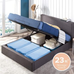 Zinus Finley 34" Upholstered Platform Bed with Lifting Storage,Full
