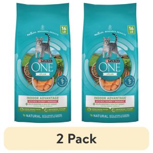 (2 pack) Purina ONE Plus,  Indoor Advantage,  Dry Cat Food,  Salmon,  16 lb Bag