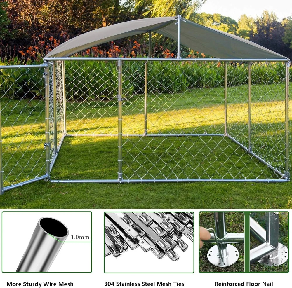 Haverchair Large Outdoor Dog Kennel, Heavy Duty Dog Kennel with Water&UV-Resistant Proof, Galvanized Steel Dog Pens Outside Dog House for Dog Run, Playpen (90" L x 90" W x 63" H)(90"L x 90"W x 63"H) - Image 7