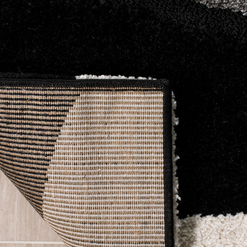 SAFAVIEH Florida Tyler Geometric Waves Shag Area Rug, Grey/Black, 5'3" x 7'6" - Image 3