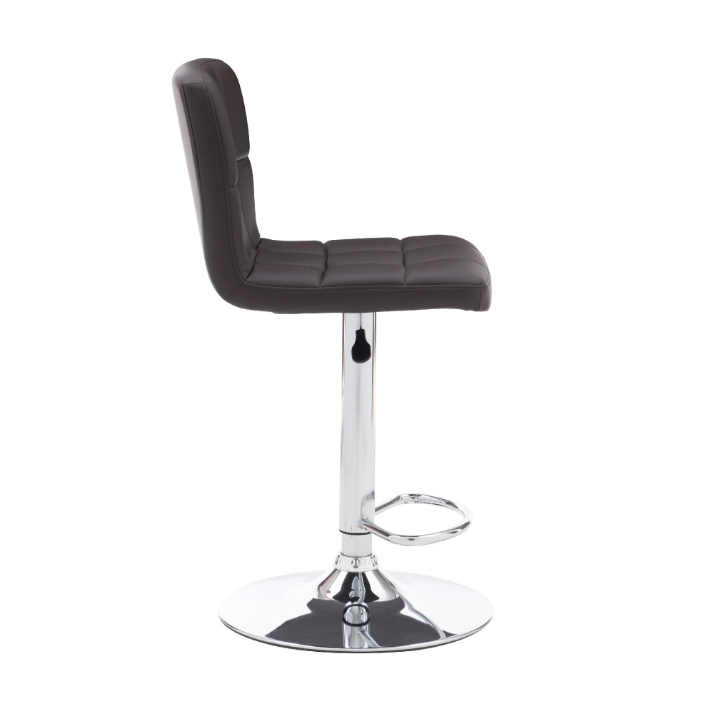 Powell Sherman 24-32" Indoor Adjustable Metal Swivel Bar Stool, Chrome/Brown Faux Leather - Image 8