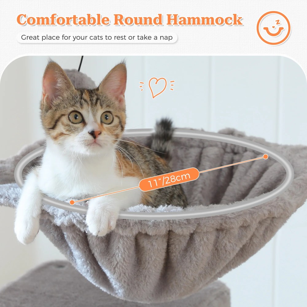 PAWZ Road 49" Large Cat Tree Multi-Level Scratcher with Two Hammocks&Condo for Indoor Cats Gray - Image 6
