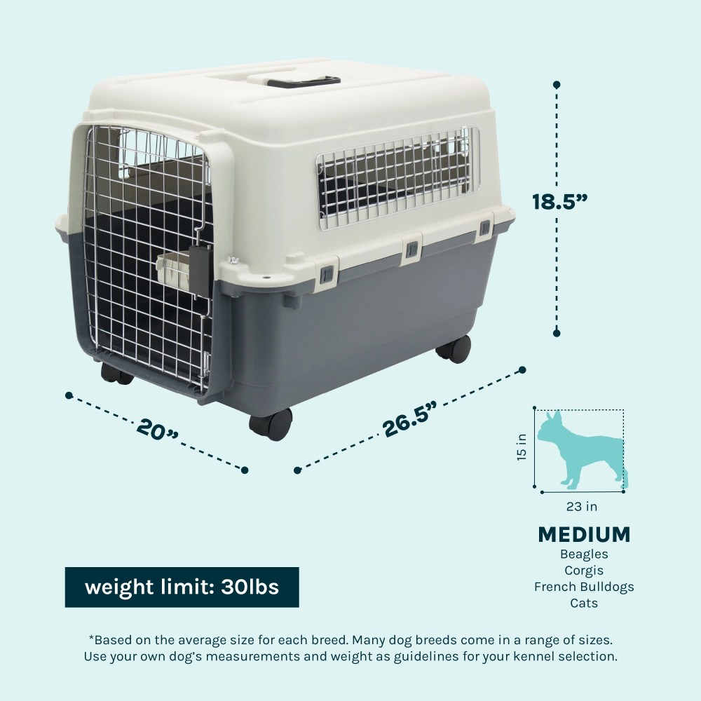 SportPet Designs Airline Approved Plastic Dog Kennel with Wheels, Medium - Image 6