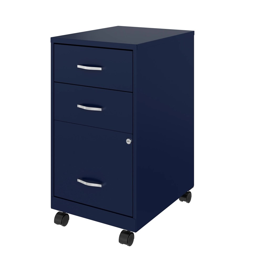 Space Solutions 18" Deep 3 Drawer Mobile Letter Width Vertical File Cabinet, Navy - Image 5