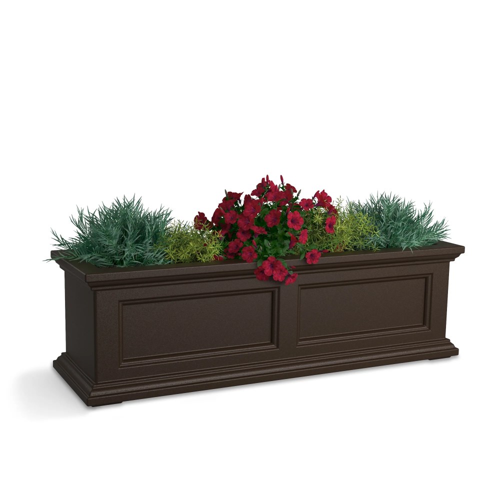 Mayne Fairfield 36" x 11" x 11" Rectangular Espresso Self Watering Plastic Window Box Planter - Image 12