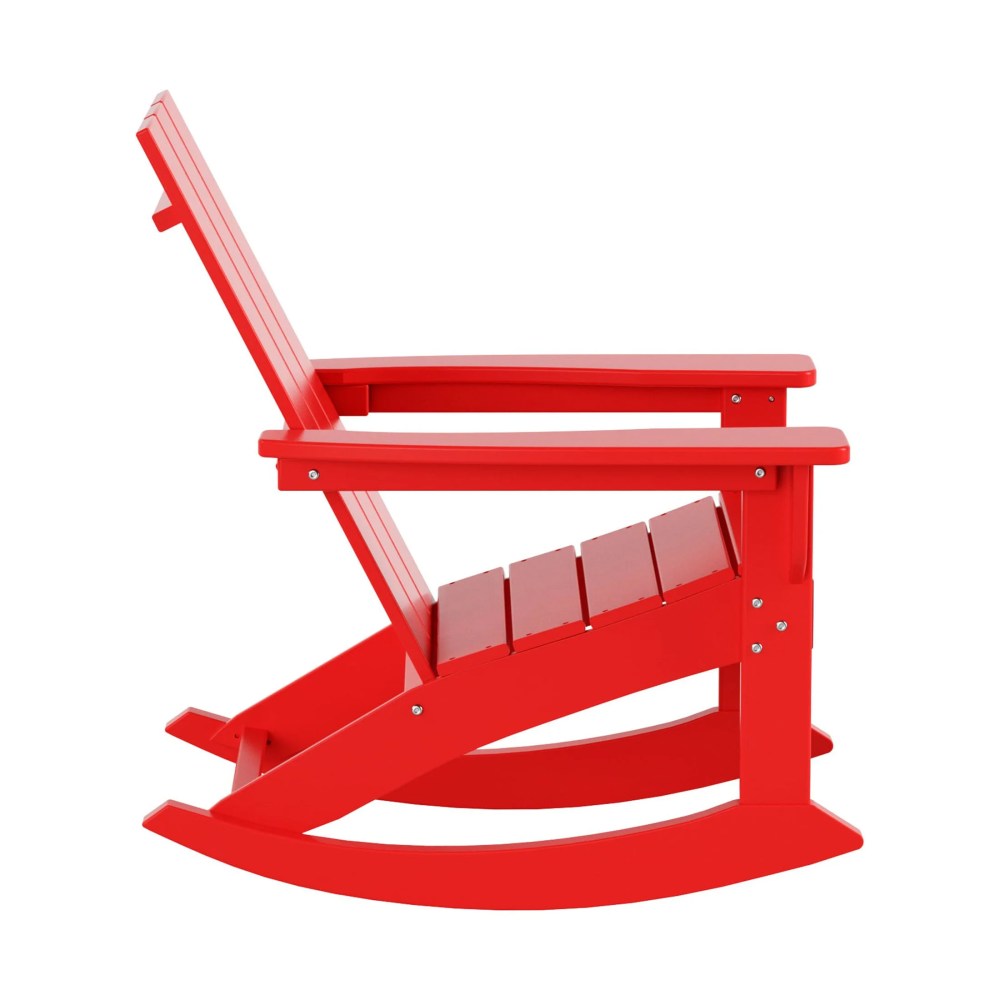GARDEN Set of 2 Modern Plastic Outdoor Rocking Chairs for Patio Porch, Red - Image 5