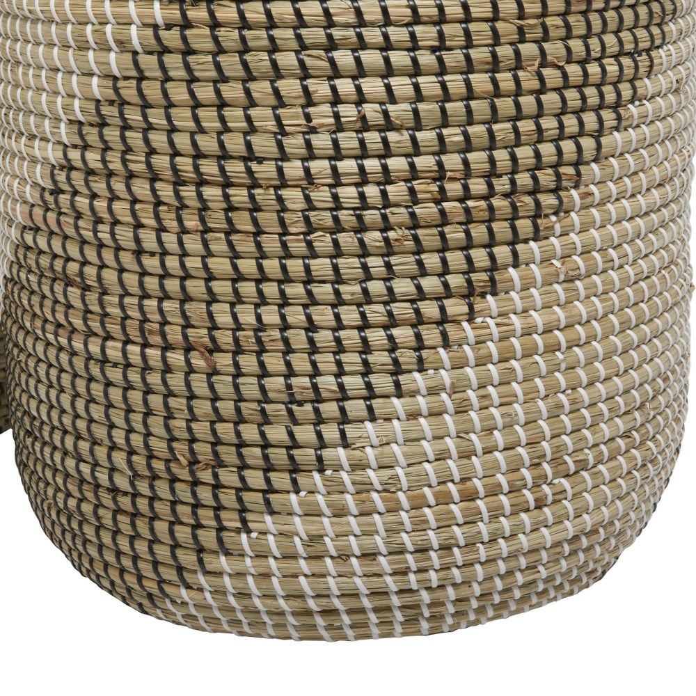 DecMode 24", 22"H Brown Seagrass Handmade Two Toned Storage Basket with Matching Lids, 2-Pieces - Image 4