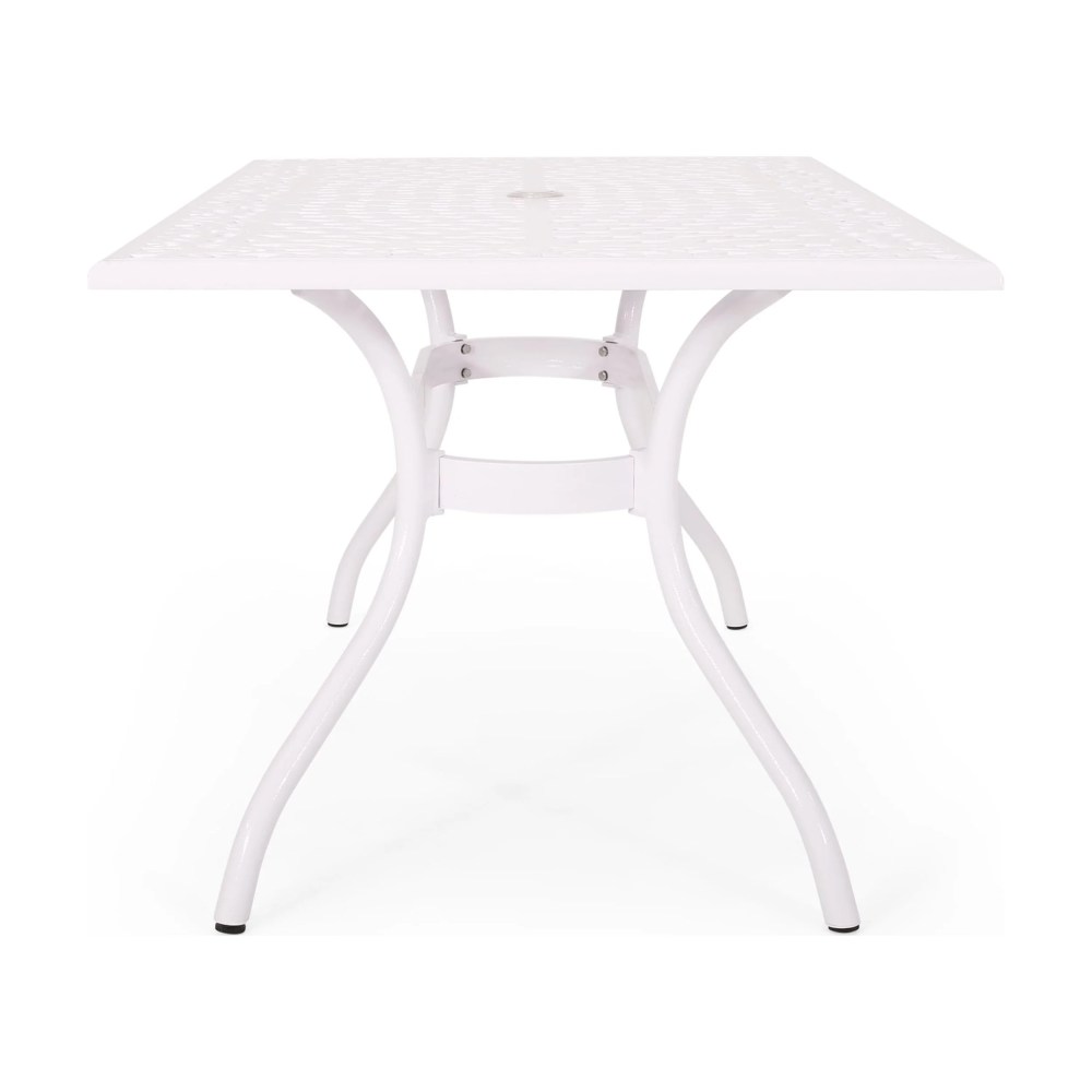 Noble House Phoenix 68" Traditional Aluminum Patio Dining Table in White - Image 6