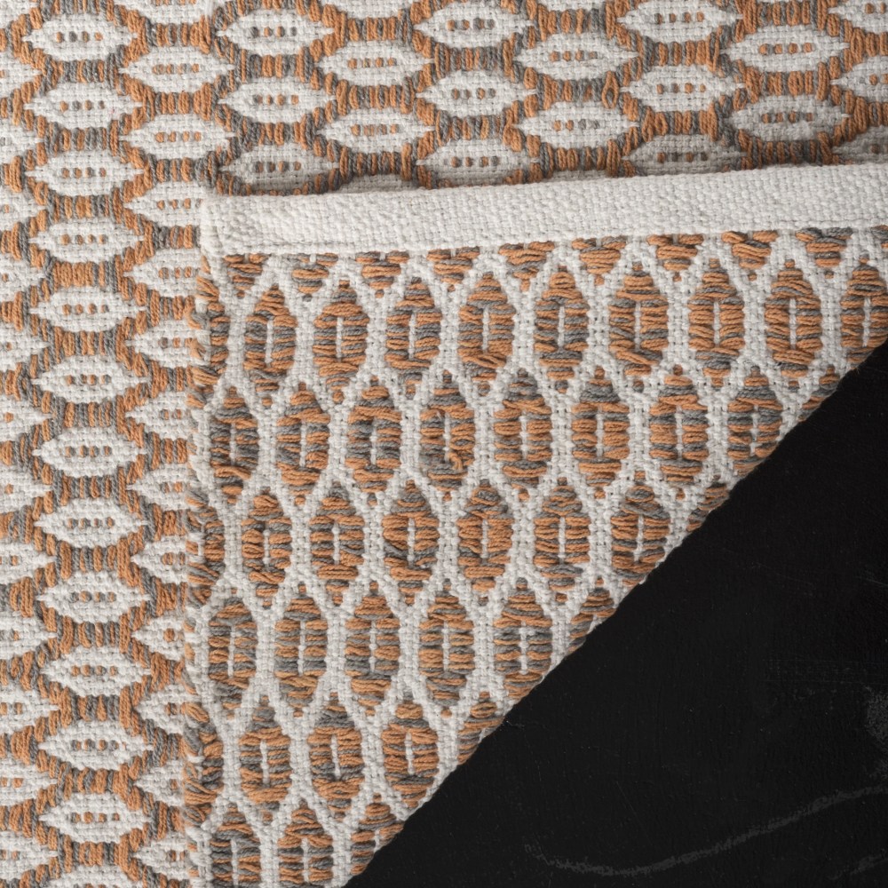 SAFAVIEH Montauk Crystal Geometric Cotton Area Rug, Orange/Ivory, 5" x 8" - Image 4