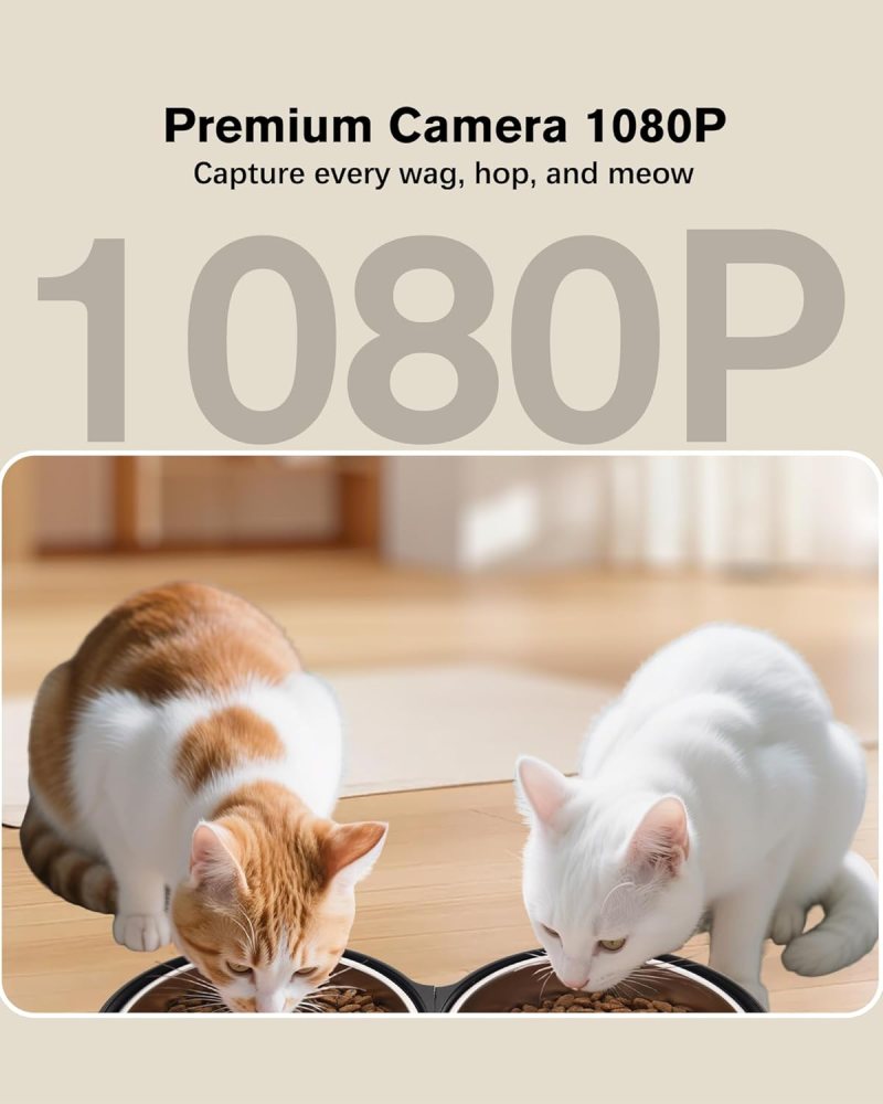 DENZUS Automatic Cat Feeder 2 Cats with Camera, 5L Dual Pet Auto Timed Electric Smart App Food Feeding Dispenser (Black, 2 Bowls) - Image 9