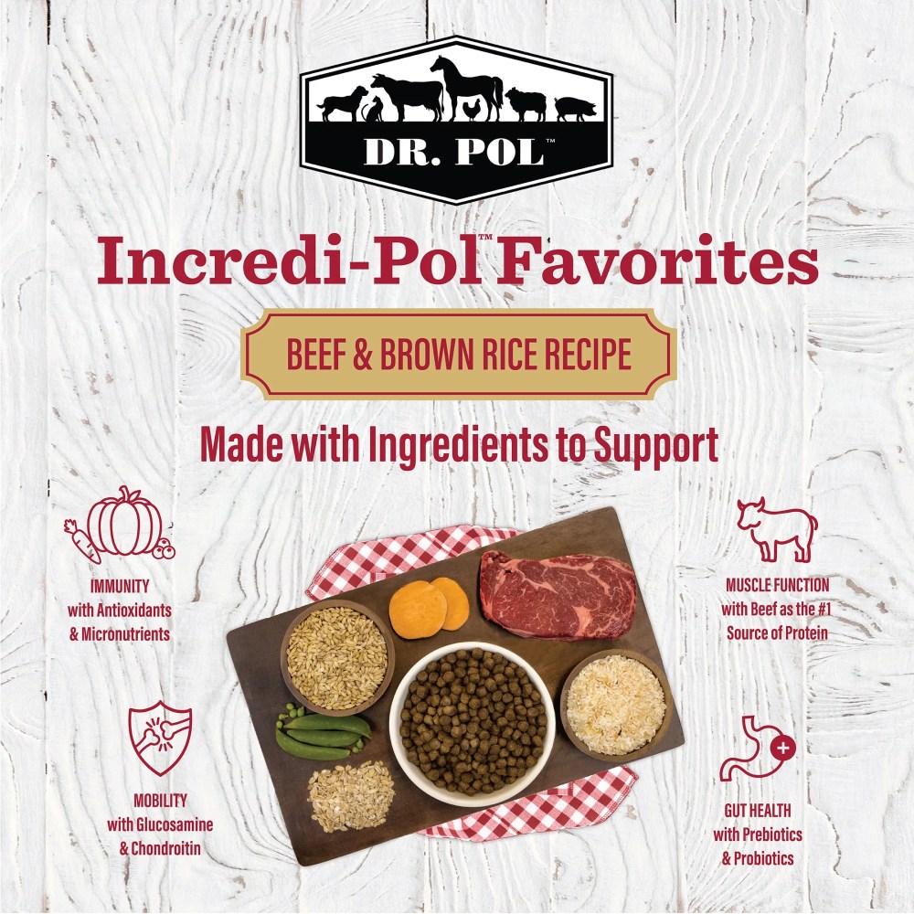 (3 pack) Dr. Pol Incredi-Pol Favorites Beef and Brown Rice Recipe Dog Food - 6lb - Image 5