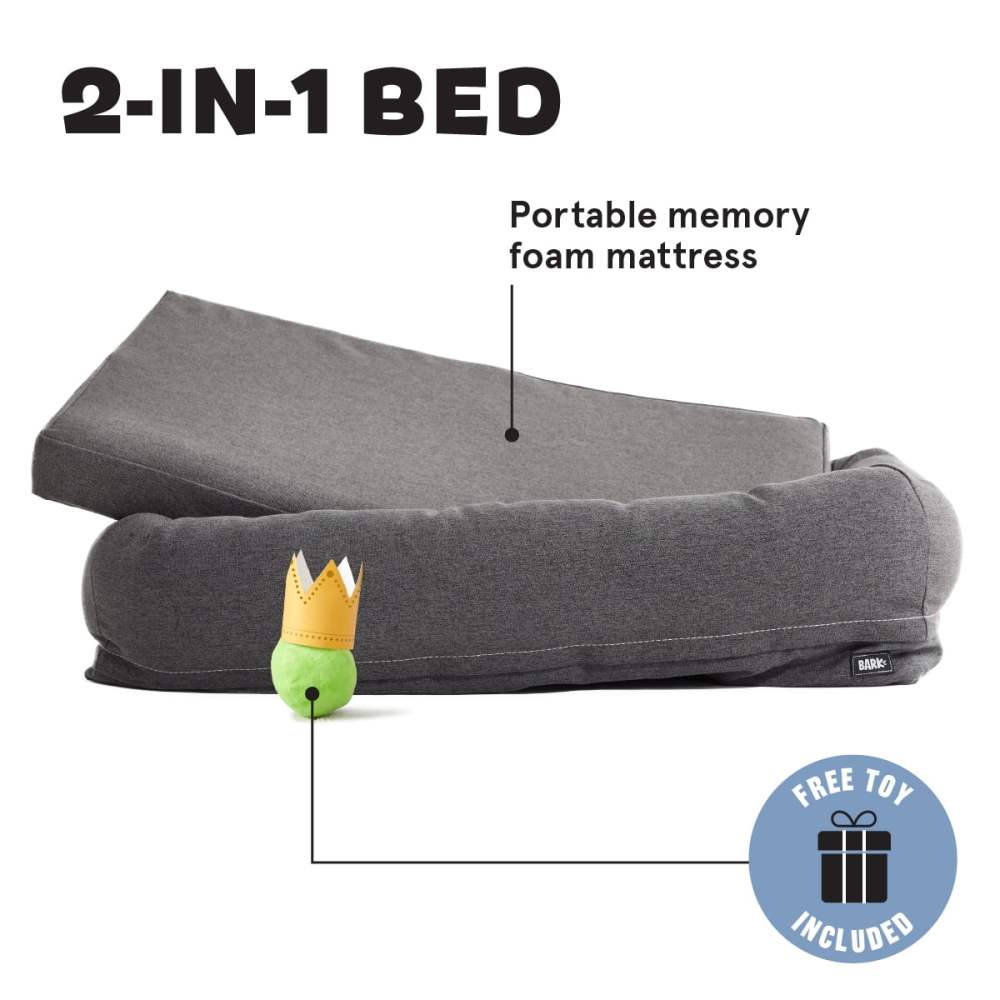 BARK 2-in-1 Memory Foam Cuddler Dog Bed Plush Orthopedic Joint Relief Crate Lounger or Donut Pillow Bed, Machine Washable Removable Cover Waterproof Lining Includes Toy - Image 4