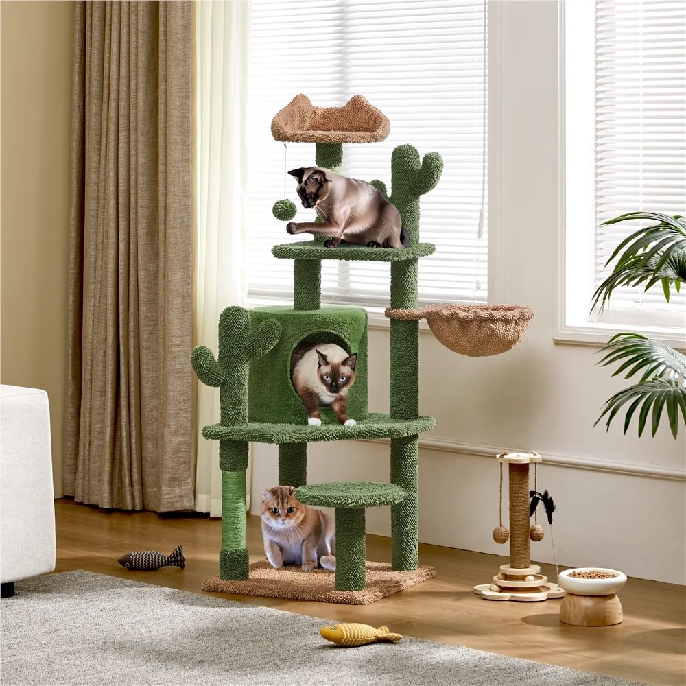 Alden Design 53"H Cat Tree Furniture Natural Sisal Cat Tower for Small- to Medium-sized Cats - Image 2