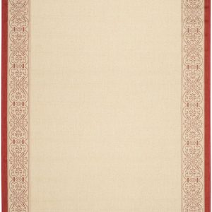 Safavieh Courtyard Donna Botanical Indoor/Outdoor Area Rug, Natural/Red, 6'7" x 9'6"