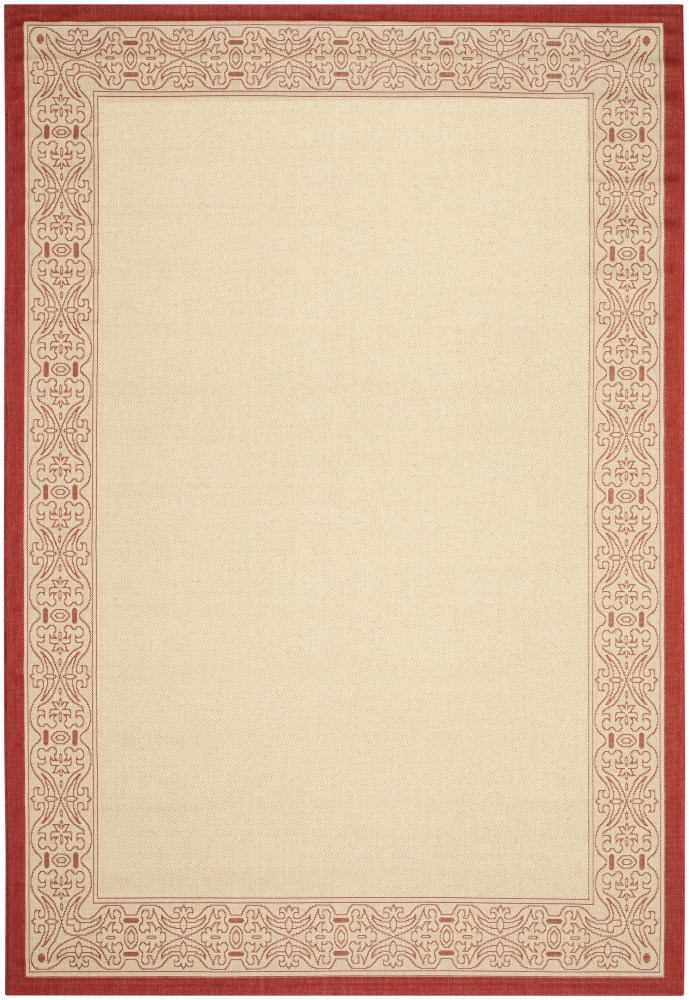 Safavieh Courtyard Donna Botanical Indoor/Outdoor Area Rug, Natural/Red, 6'7" x 9'6"