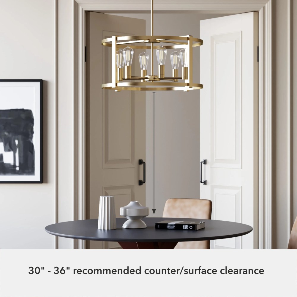 Hunter - Astwood 6-light Alturas Gold, Large Chandelier, Dimmable, Caged Style, Drum Shaped, for Bedrooms, Dining, Living Rooms - 19960 - Image 4