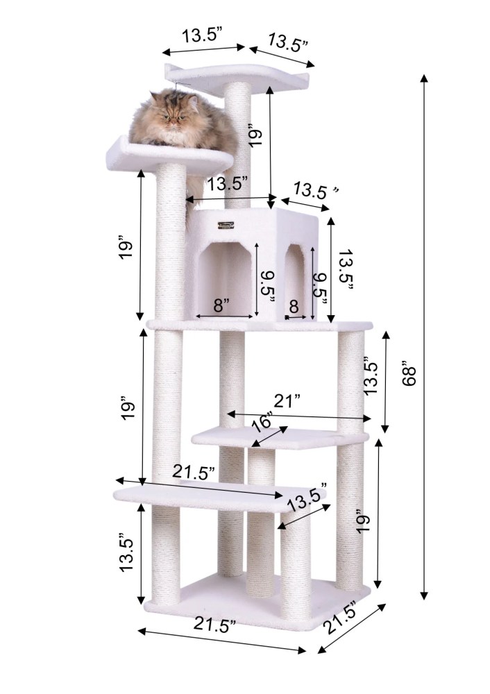 Armarkat 68-in Cat Tree & Condo Scratching Post Tower, Ivory - Image 6