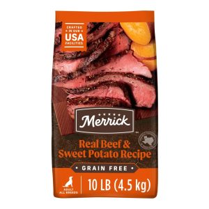 Merrick Premium Grain Free Dry Adult Dog Food,  Wholesome And Natural Kibble,  Real Beef And Sweet Potato,  10.0 lb. Bag