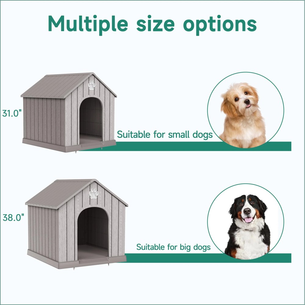 Indoor Outdoor Waterproof Dog House, PP Material, Puppy Shelter with Air Vents and Elevated Floor, Sturdy Dog Kennel for Small to Large Sized Dogs, Easy to Assemble (Blue, 38.6236.2638.07 Inches) - Image 3