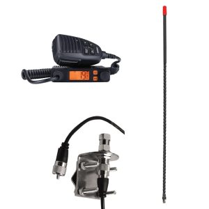 Uniden CMX760 40-CH Off-Road Compact CB Radio,  Browning BR-MM-18 Mount Kit & TRAM 4-B-HC Fiberglass CB Antenna