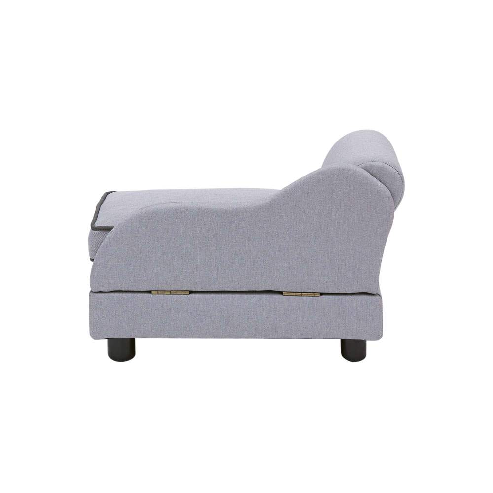 Teamson Pets Ivan Chaise Lounge Dog Bed with Storage for Pets up to 33 lbs, Gray - Image 4