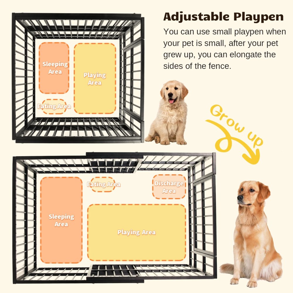 Dog Playpen Heavy Duty Dog Crate Kennel Dog Fence Pet Enclosure with Lockable Door, 6 Panel for Puppy Indoor Outdoor - Image 2