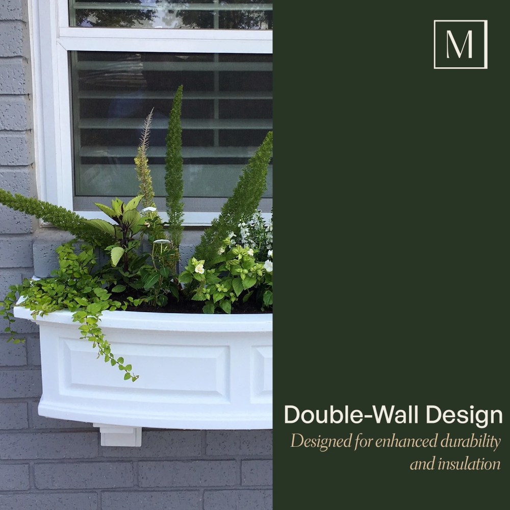 Mayne Nantucket 60" x 12" x 10" Rectangle White Self Watering Plastic Window Box Planter - Image 11
