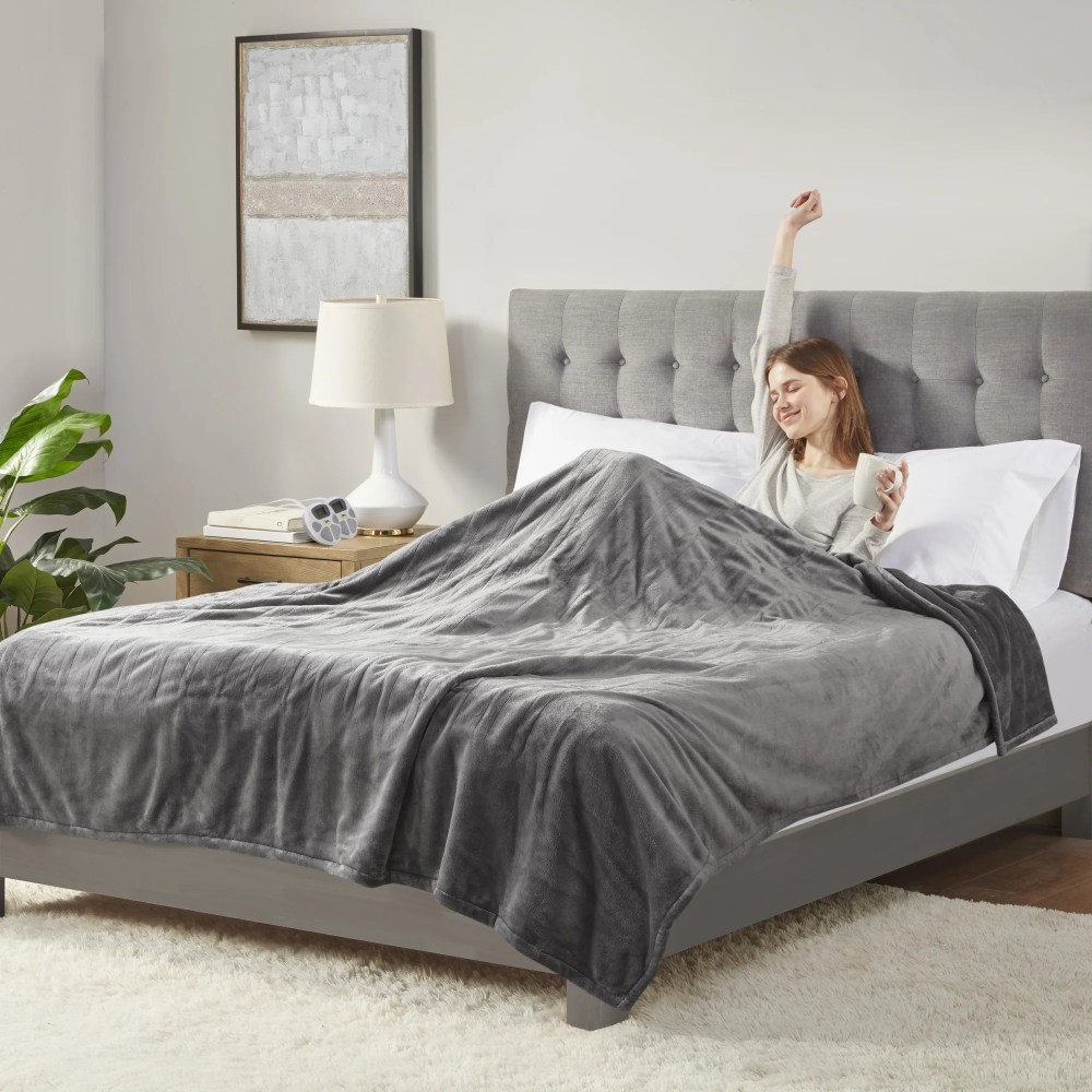 Serta Gray Polyester Electric Blanket, Queen - Image 9