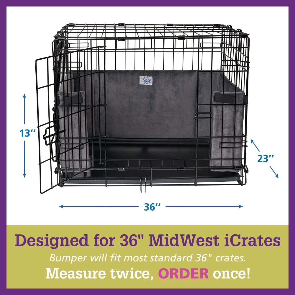 Pet Dreams Dog Crate Bumper - Patented Comfy Liner & Dog Tail Protector for Inside Crate, Fits iCrate Cages 18, 24, 30, 36, 42, 48 Inches Grey, Large, 36" - Image 3
