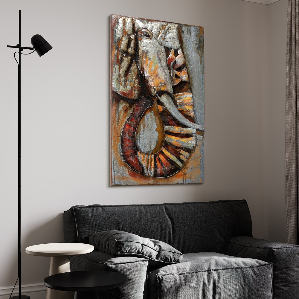 Empire Art Direct Elephant Hand Painted 3D Metal Wall Art, 60" x 40" x 2.8", Ready to Hang - Image 6