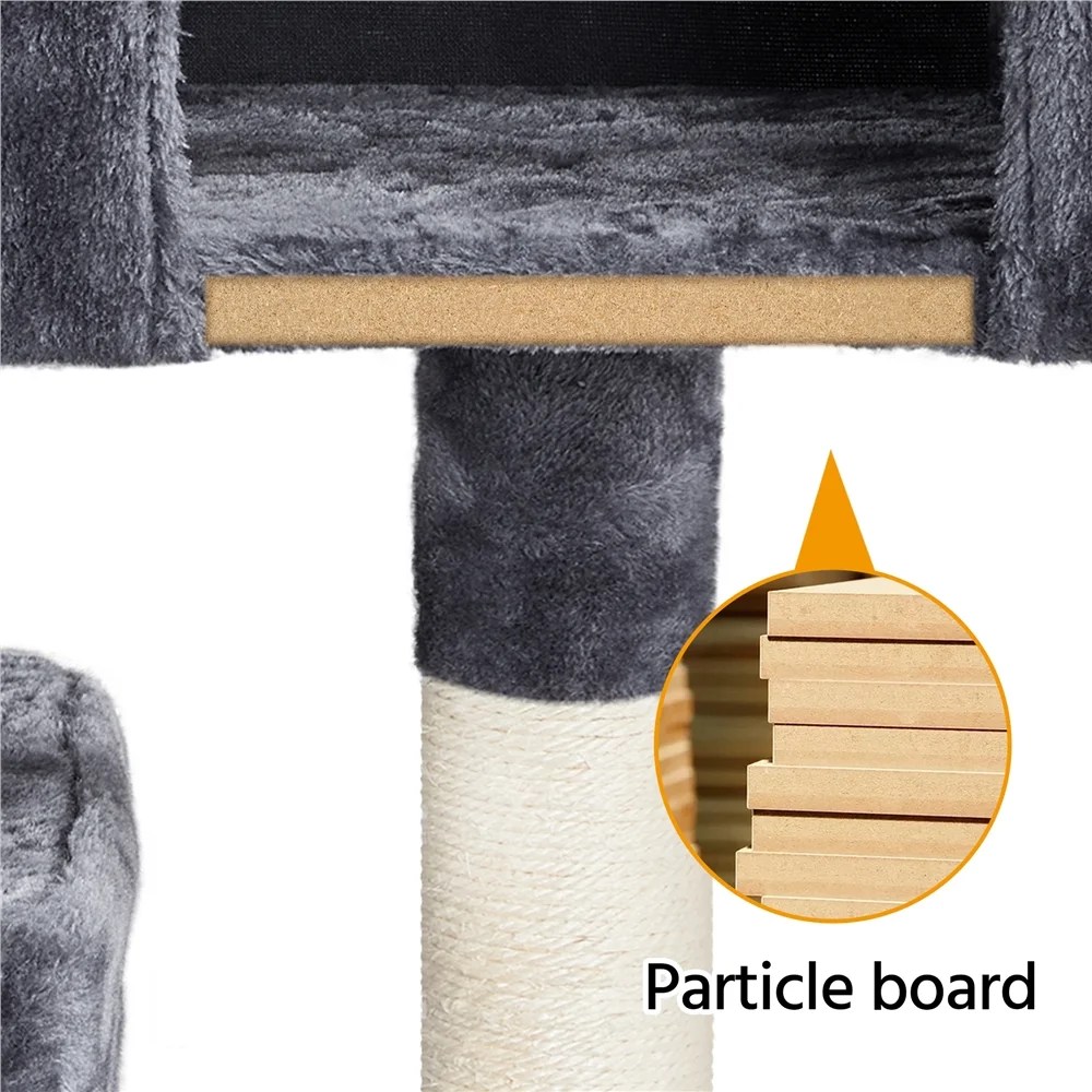 Alden Design 33.5"H Plush Cat Tree with Wide Platform Condo for Indoor Cats, Dark Gray - Image 9