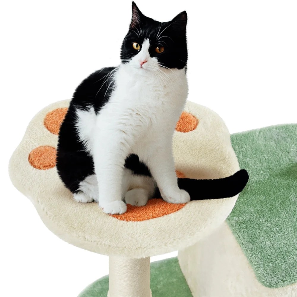 Yaheetech 65"H Cat Tree Paw-Shaped Play Tower, Beige - Image 6