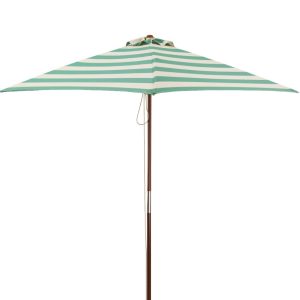 DestinationGear 6.5' Square Market Umbrella, Soft Teal/Ivory Stripe, UV Protection