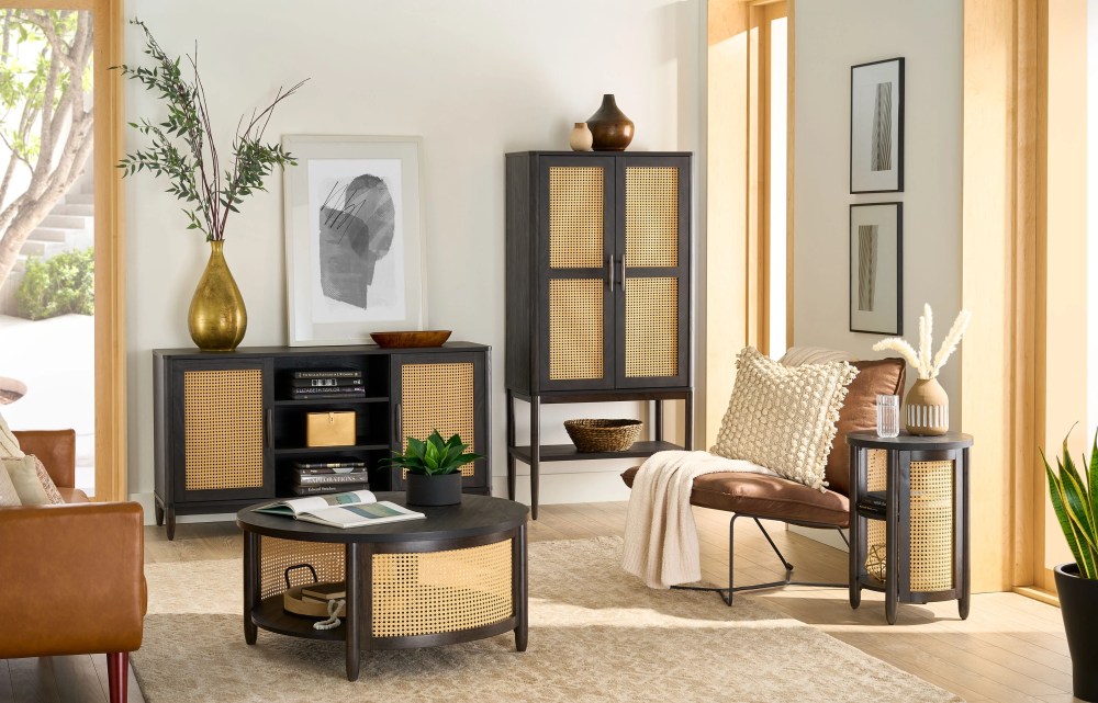 Better Homes & Gardens Springwood Caning Coffee Table, Charcoal Finish - Image 2